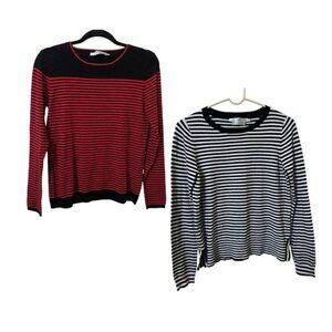 Simons Contemporaine Stripe Knit Sweater Bundle S  Medium Lot of 2 Nautical